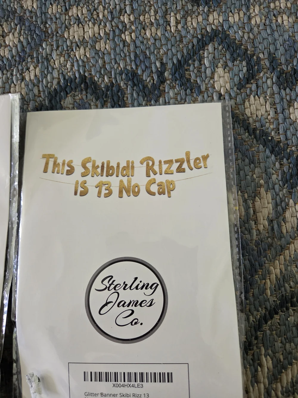 White Glitter Banner for Boys